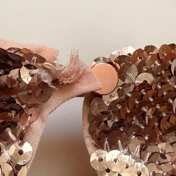 Anthropologie Maeve Bernadette Rose Gold Sequin Tiered Midi Dress Size M - Picture 11 of 17